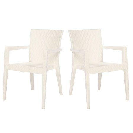 RAINBOW OUTDOOR Montana Set of 2 Stackable Armchair-White RBO-MONTANA-WHT-AC-SET2